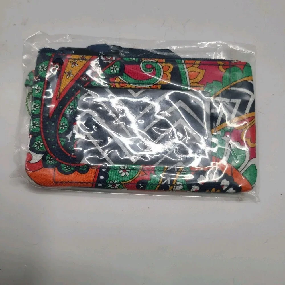NWT Vera Bradley Venetian Paisley Multicolor Zip ID Case Coin Purse